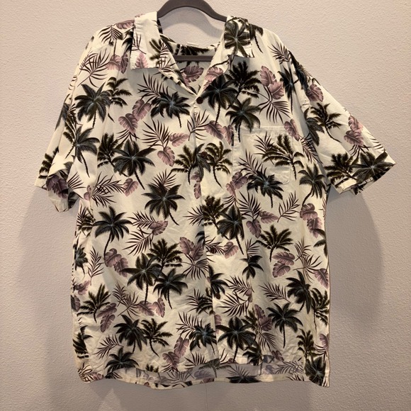 Palmwave Hawaii Other - Palmwave Hawaii Mens 3XL Tropical Palm Tree Cotton Button Up Shirt Cream